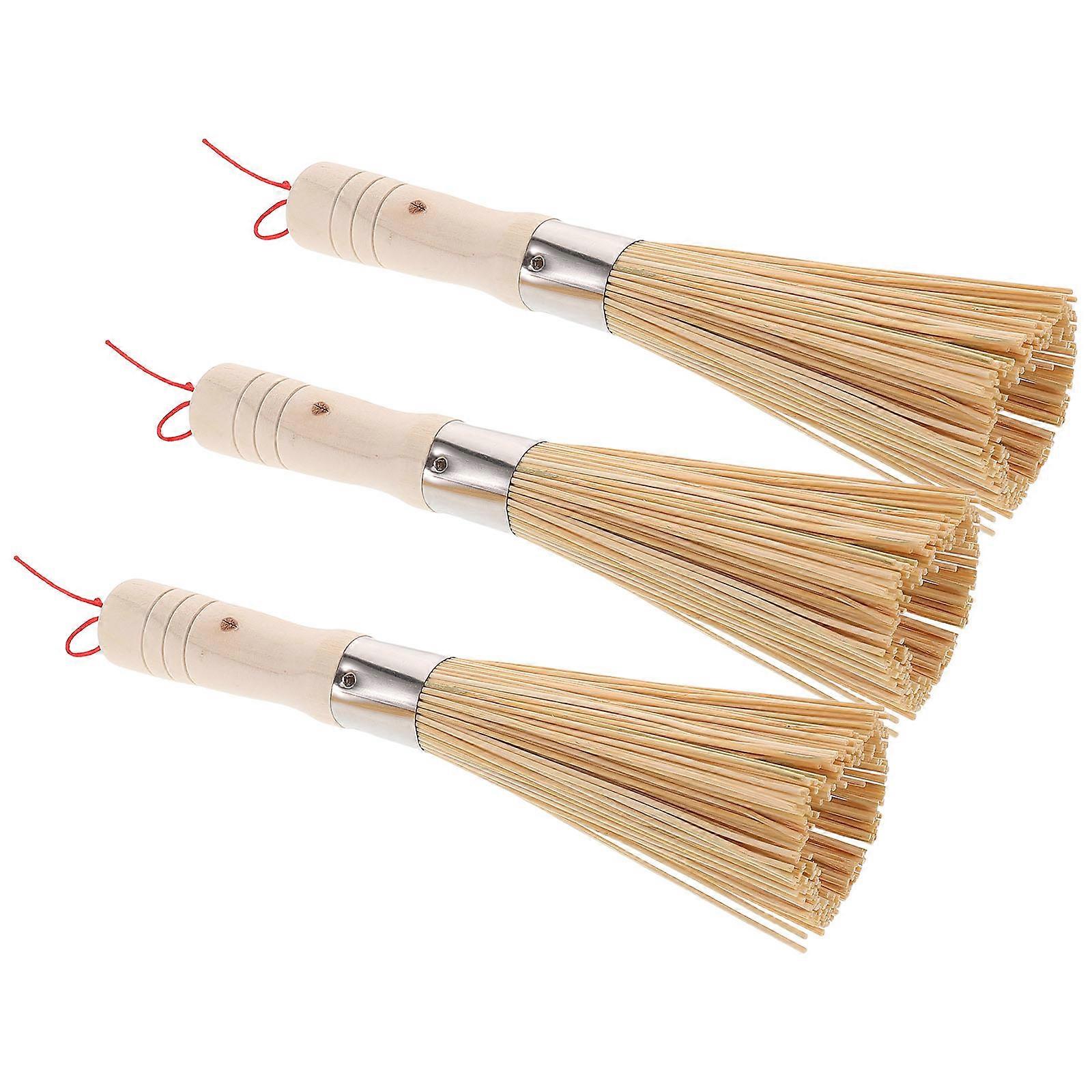 Multi-Functional Kitchen Cleaning Brushes Set For Wok And Dish Cleaning 3Pcs Khaki