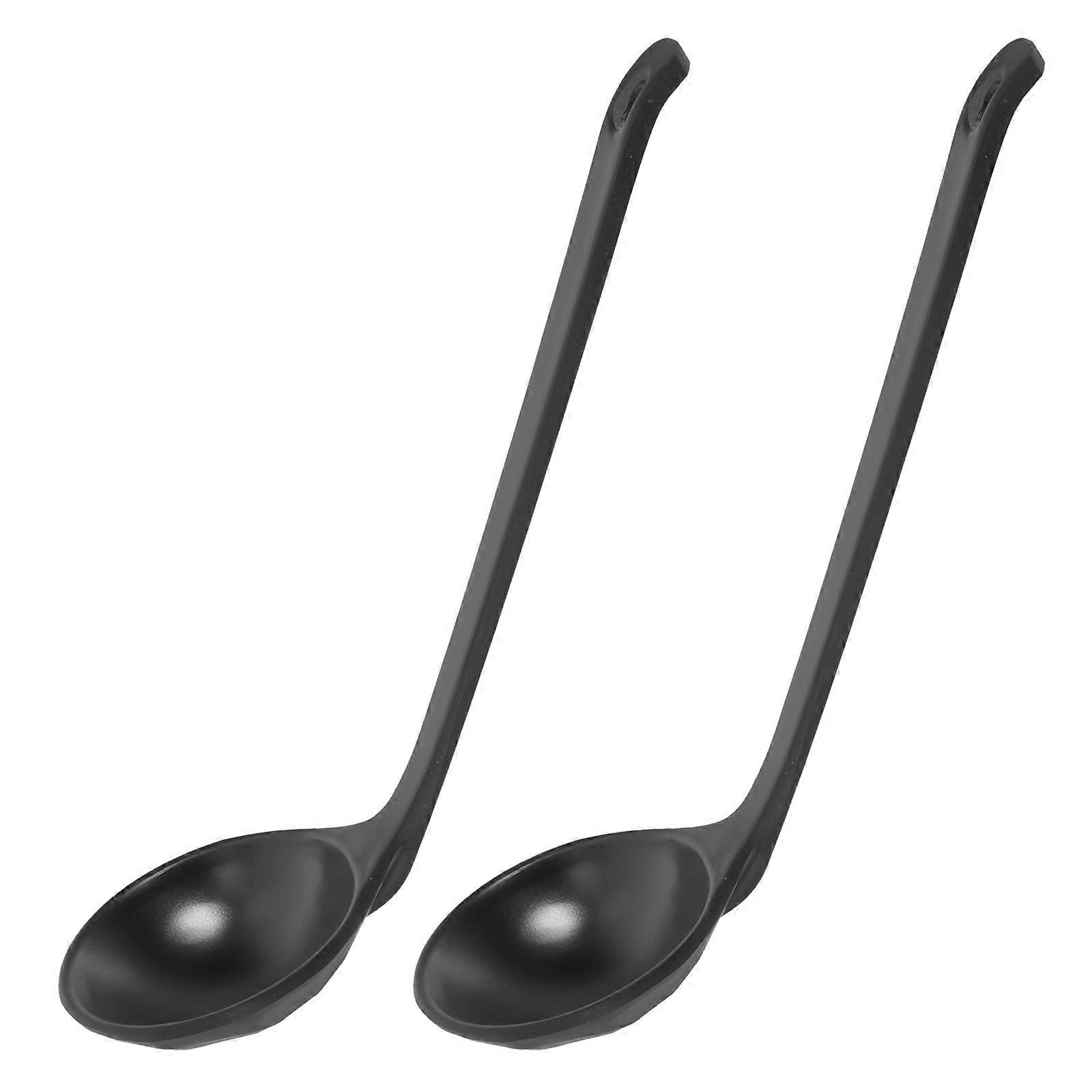 Black Plastic Soup Ladle for Kitchen Use and Comfortable Grip Spoon 2pcs