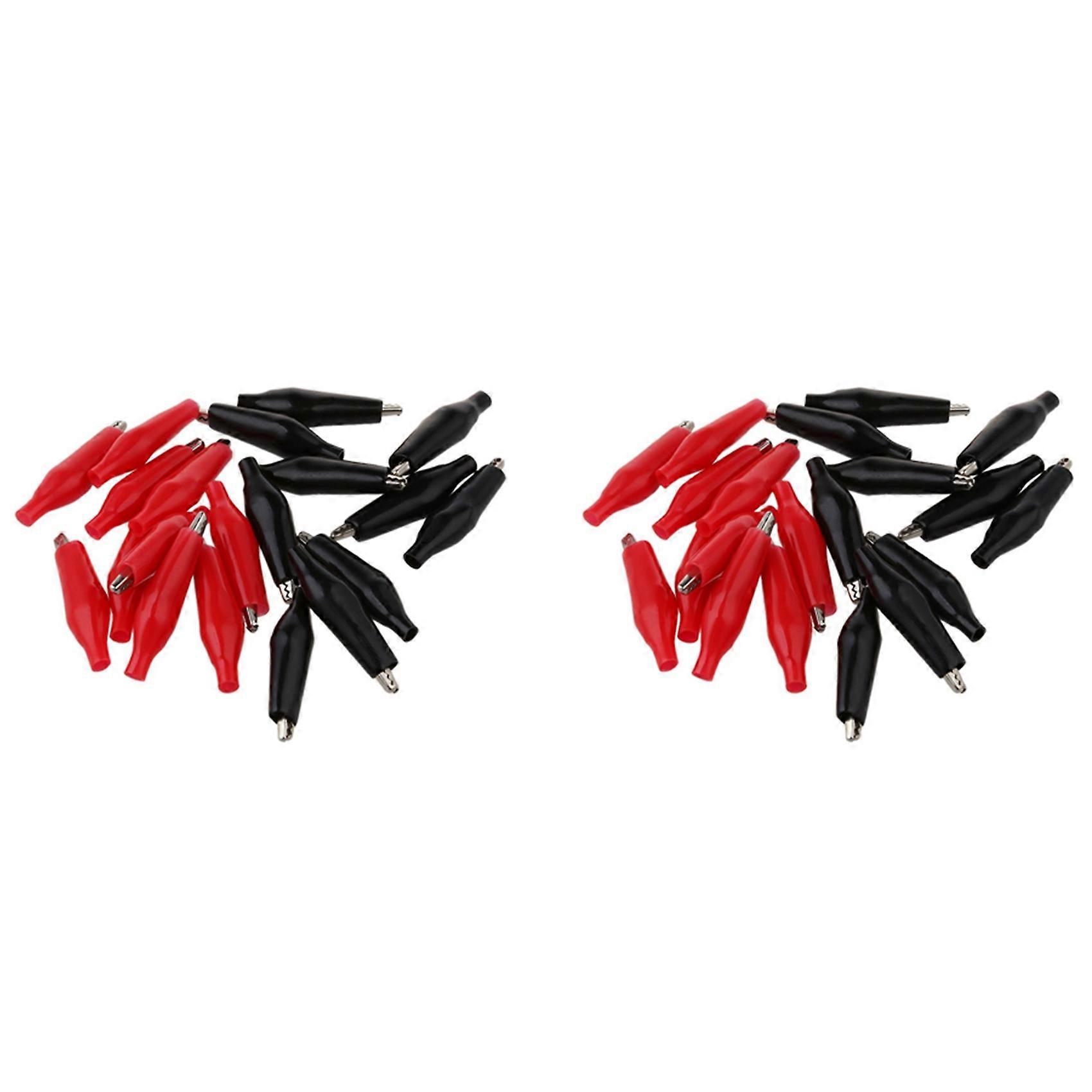 40 Pcs Black Red Soft Plastic Coated Testing Probe Alligator Test Clip