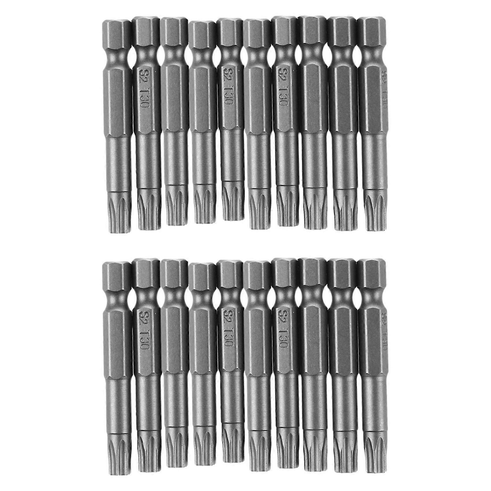 6mm T30 Head 50mm Long Magnetic Torx Screwdriver Insert Bits Tool 20 Pcs