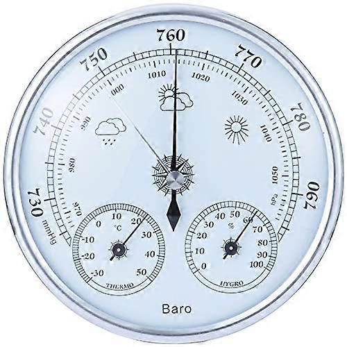 Indoor Outdoor Weather Station with Analog Barometer Thermometer Hygrometer, Easy Read, 128mm