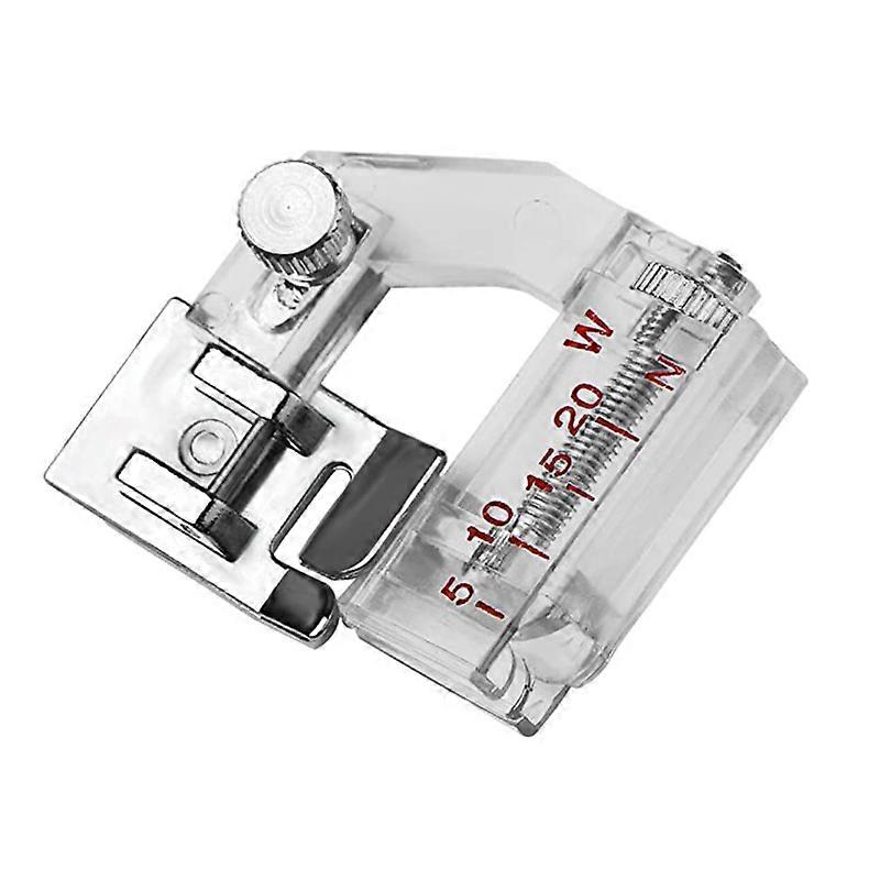 Binding and fabric strip presser foot, multi-functional adjustable width household sewing machine accessory