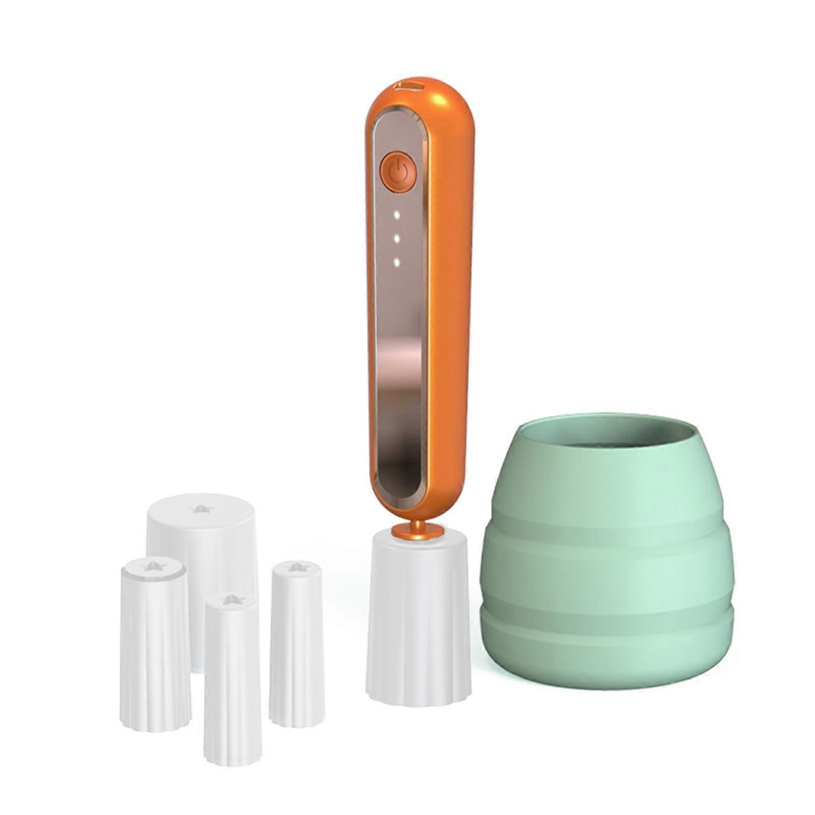 Electric Makeup Brush Cleaner and Dryer Set with 360° Spin Drying and OneButton Operation Orange