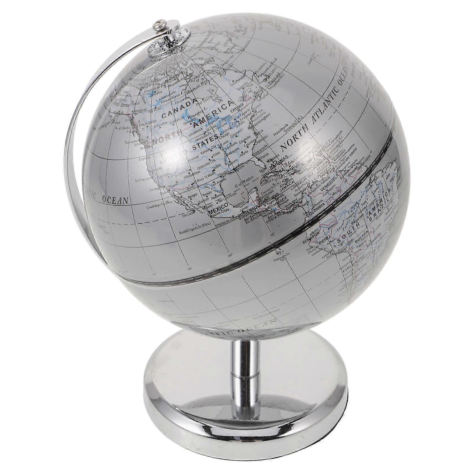 Silver Desk Globe Terrestrial Globe for Educational Decoration