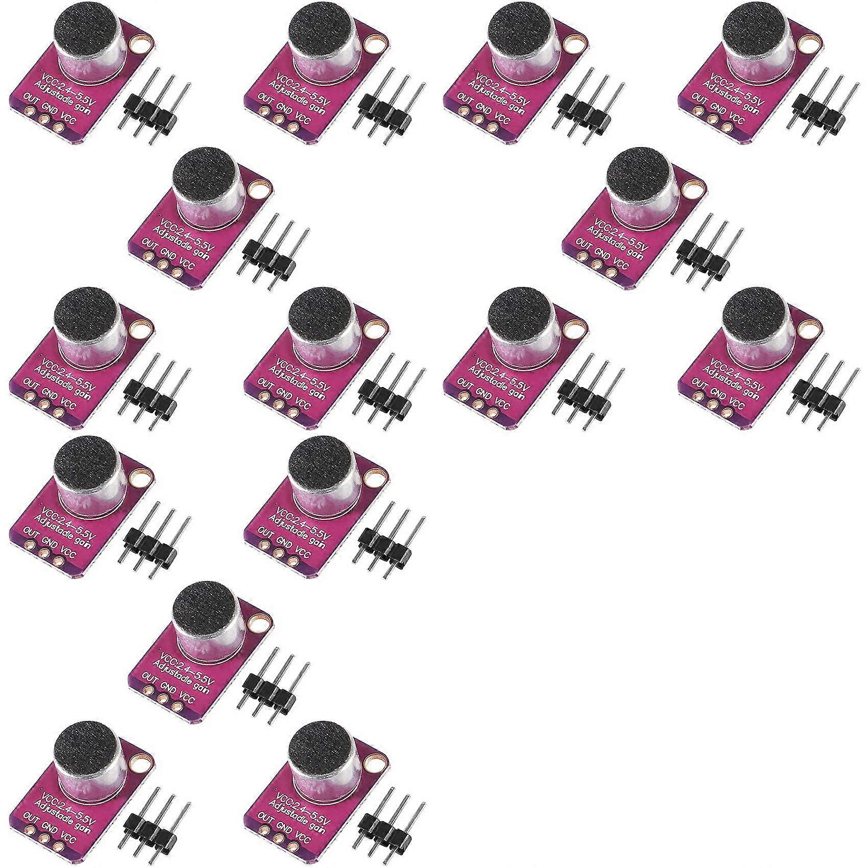 15Pcs GY-MAX4466 Electret Microphone Amplifier MAX4466 Module Adjustable Gain Breakout Board for Arduino