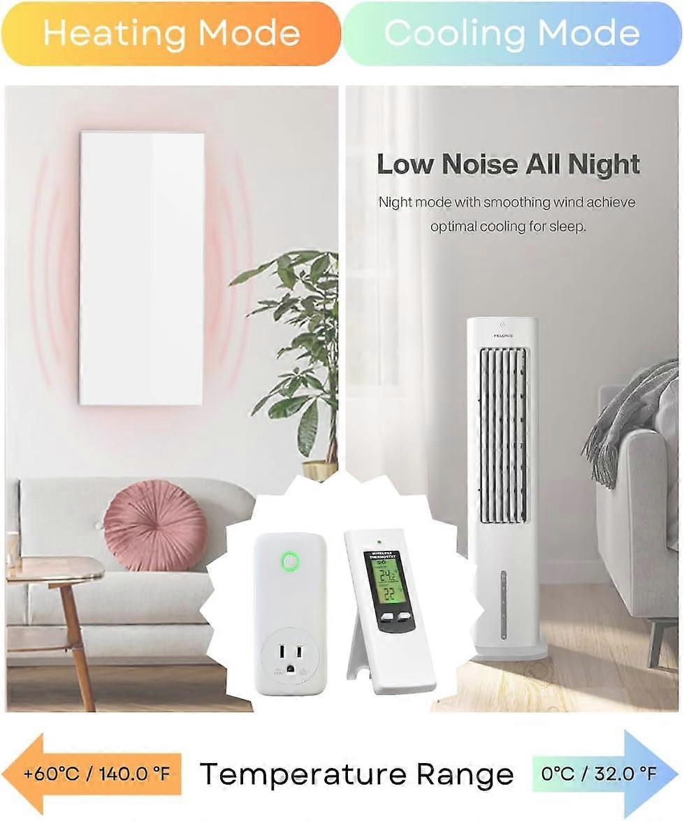 Wireless Thermostat Digital Temperature Remote Sensor Controller Plug-in Thermostat