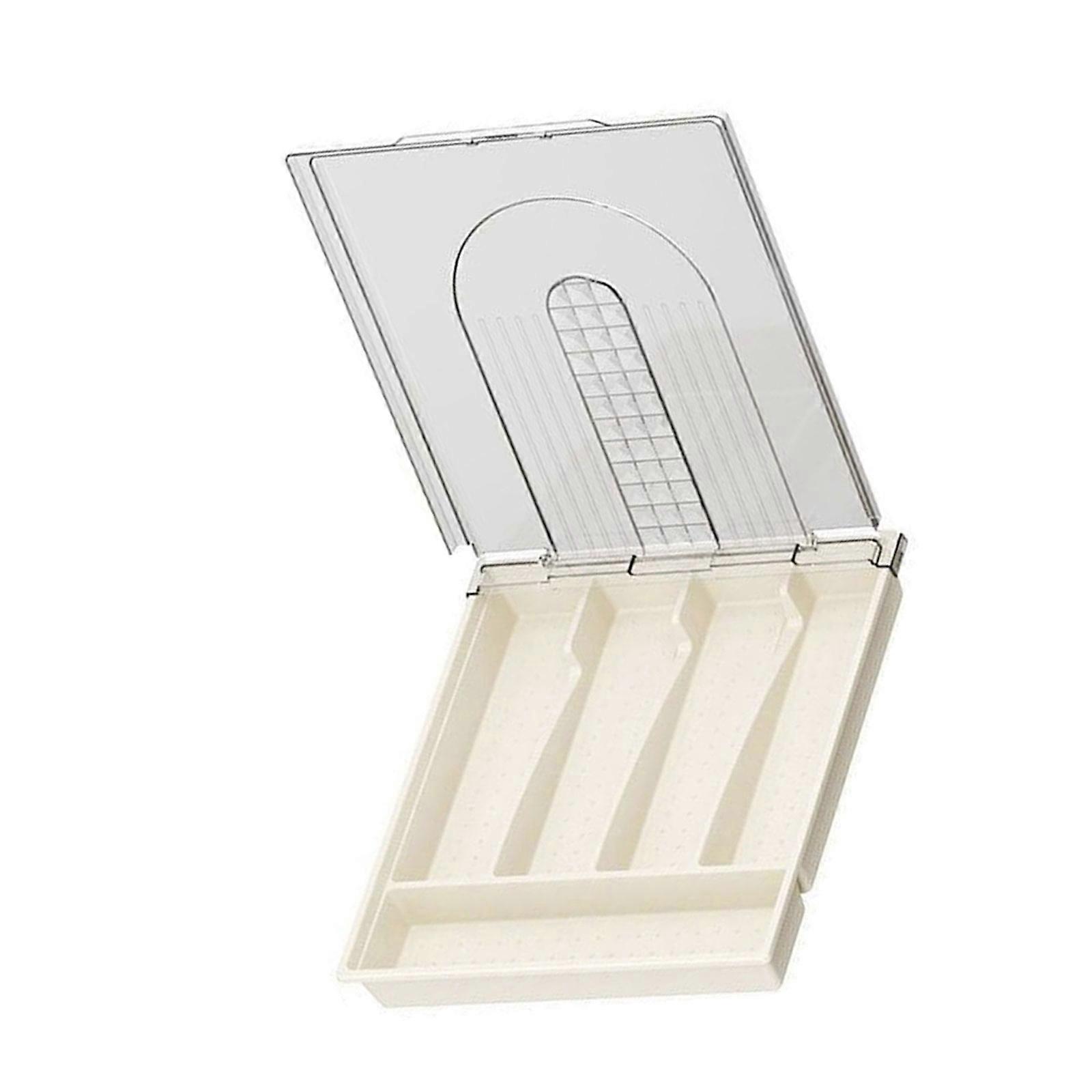 Efficient Cutlery Storage Box with Dustproof Lid Neat Spoon Fork Chopsticks Organizer for Students and Office Use Multicolor