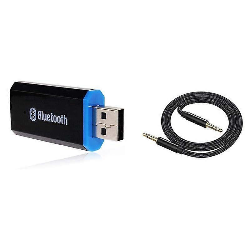 Bluetooth Audio Receiver USB Adapter for Speakers and Car Stereo, Wireless AUX Music Streaming Black