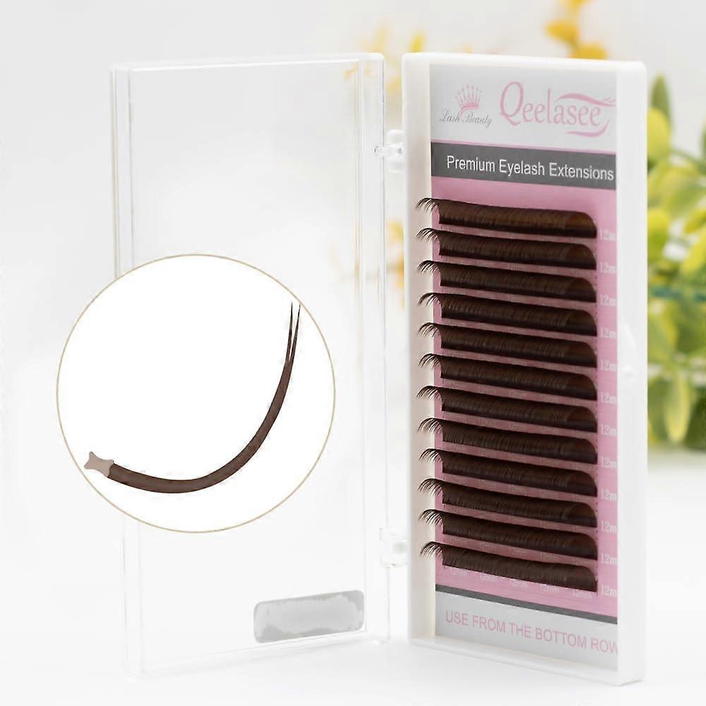 Brown Ellipse Flat Lash Extensions 0.20mm Faux Mink Mixed Length C CC D Curl Soft Matte