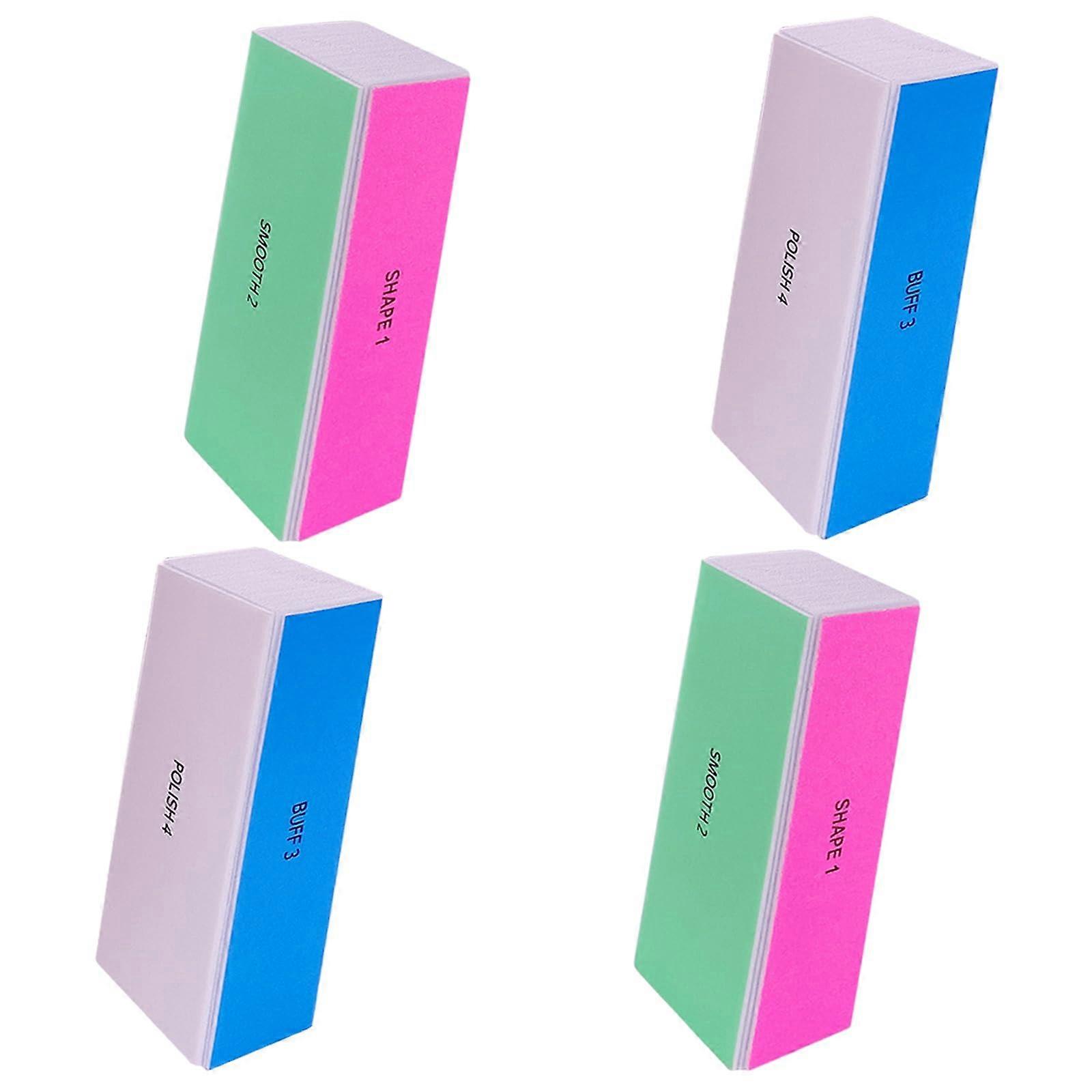 4 Way Nail Buffer Block 4pcs for Natural and Acrylic Nails, FourSided Buffers for Salon Shine
