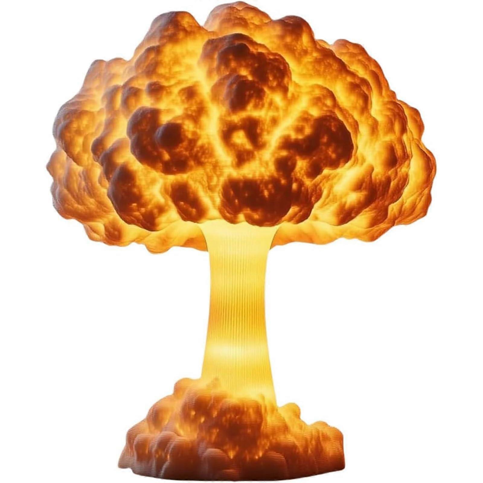 3D Mushroom Cloud Lamp with Realistic Atomic Bomb Design, Handmade Resin USB LED Night Light for Home Decor