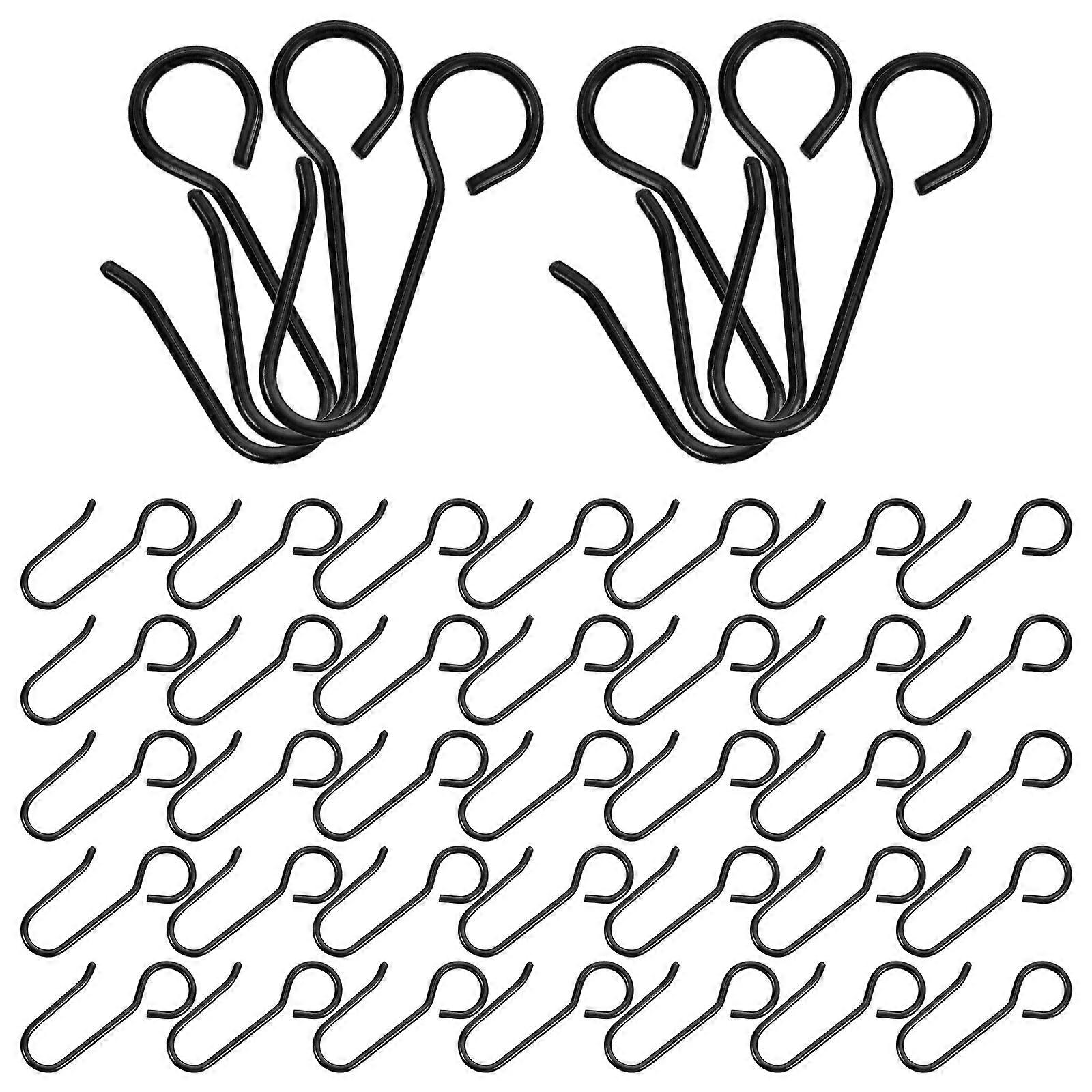 Black Curtain Track Hooks for Drapes Featuring 60Pcs Metal S-Hooks