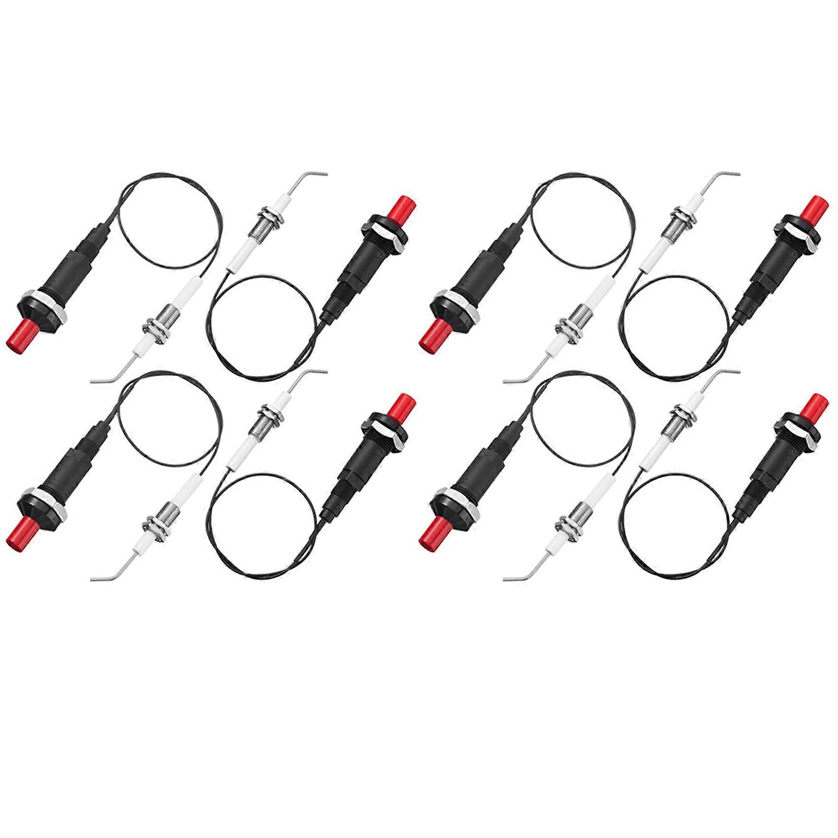 8 Pieces Propane Push-Type Piezo Igniter Kit with Threaded Ceramic Electrode Ignition Plug Wire 30 cm for Gas Grill
