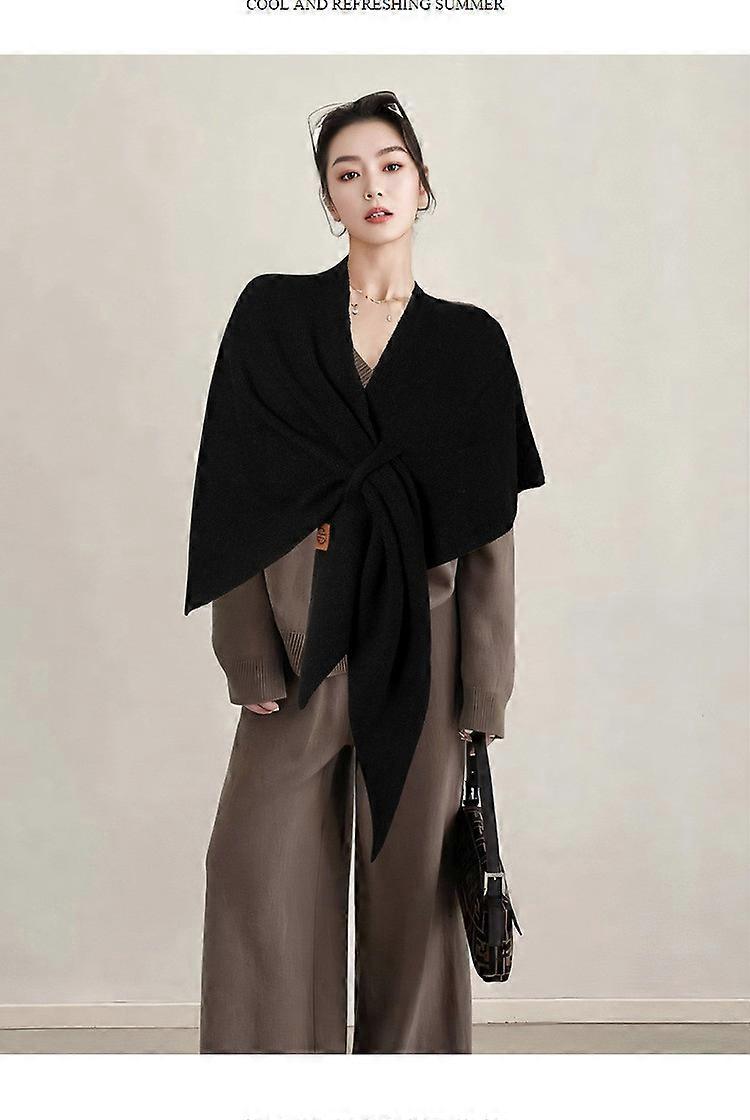 Womens Solid Color Shawl with Loop Closure,2025 Soft Warm Triangle Knitted Shawl