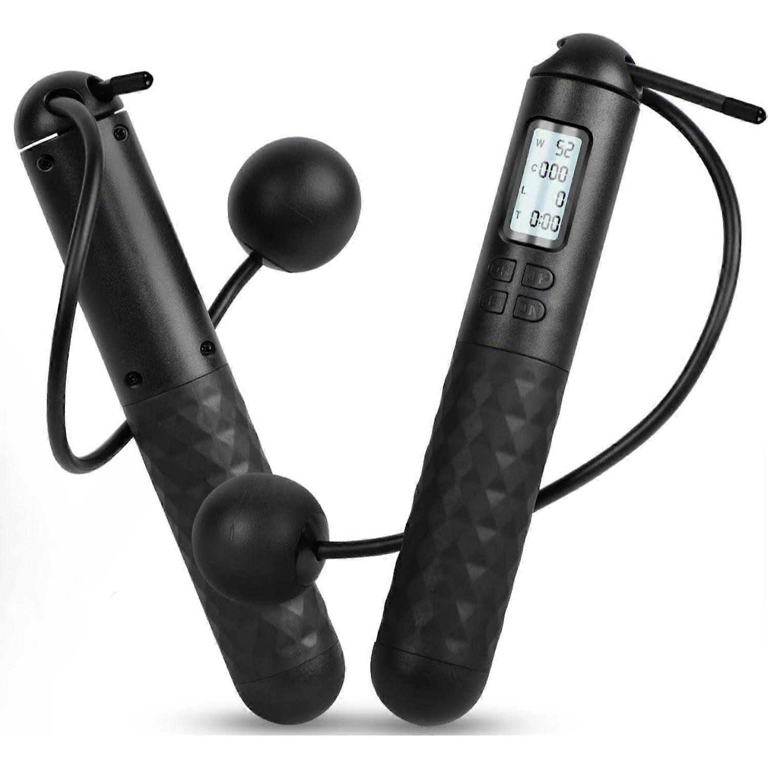 Skipping Rope with Counter, Cordless Jump Rope, Adjustable Digital Counting Jump Ropes, Gravity Ball Skipping, Weighted（Y1649）