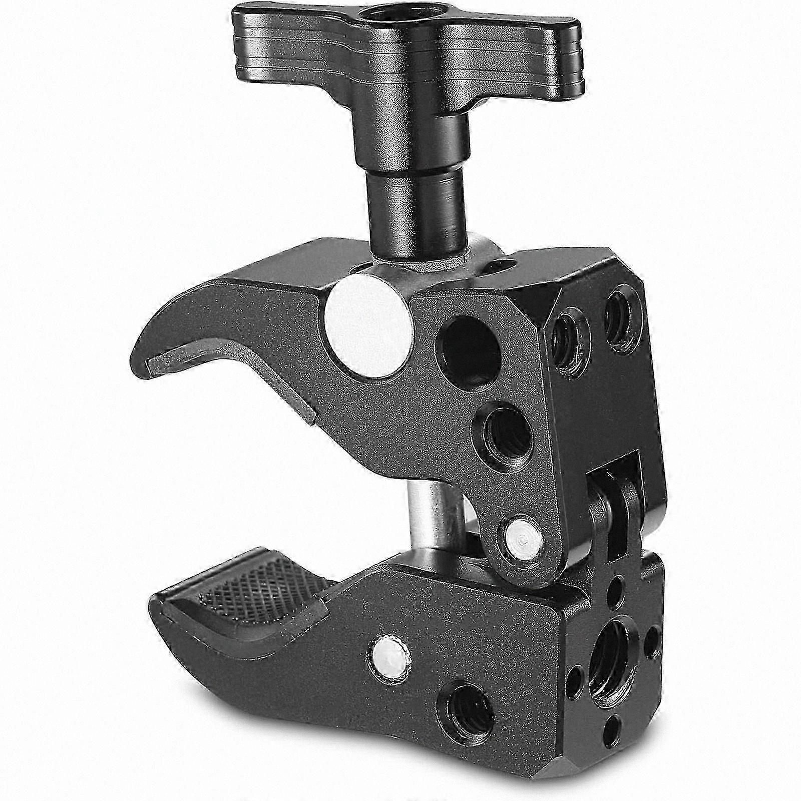 1/4 Thread Hole Super Clamp with 3/8 Locating Pin, T-Shaped Wingnut, Rubber Pads for Standard Mounting