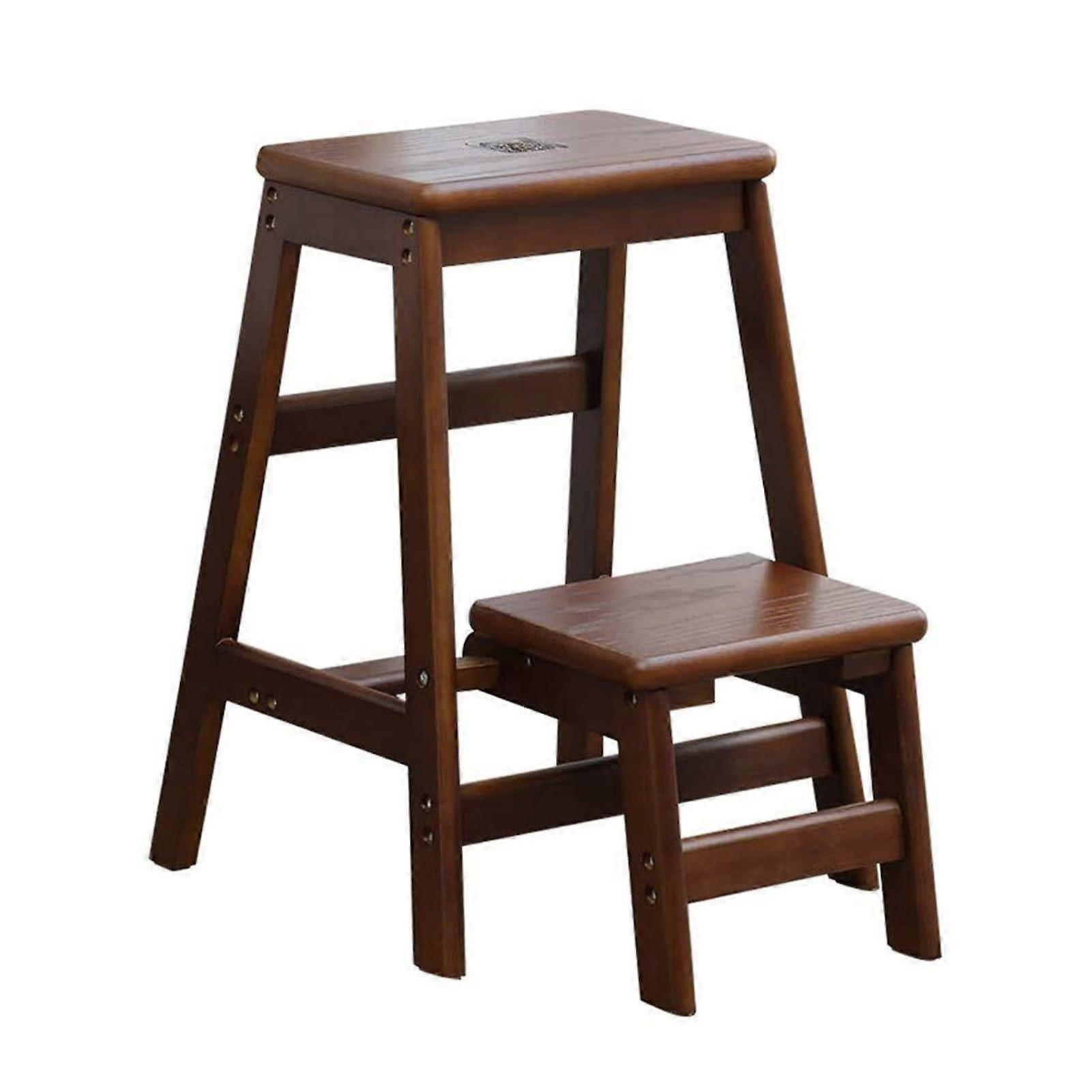 Wood Folding Step Stool 2 Step Wooden Ladder with AntiSlip Pedals 150kg Capacity for Home Garden