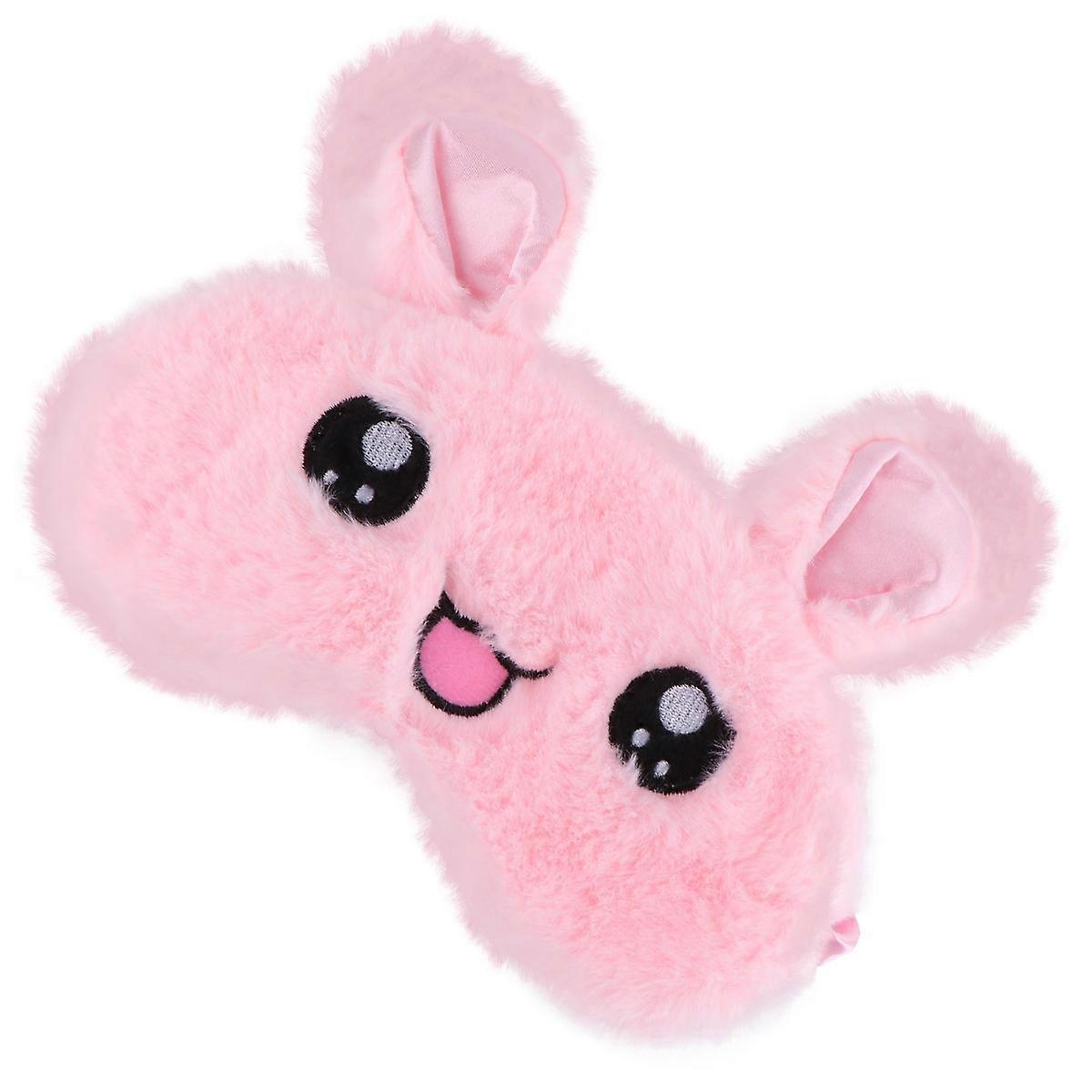 Sleep Mask Cartoon Rabbit Pattern Eye Mask for Sleeping Use 1Pcs Pink Plush