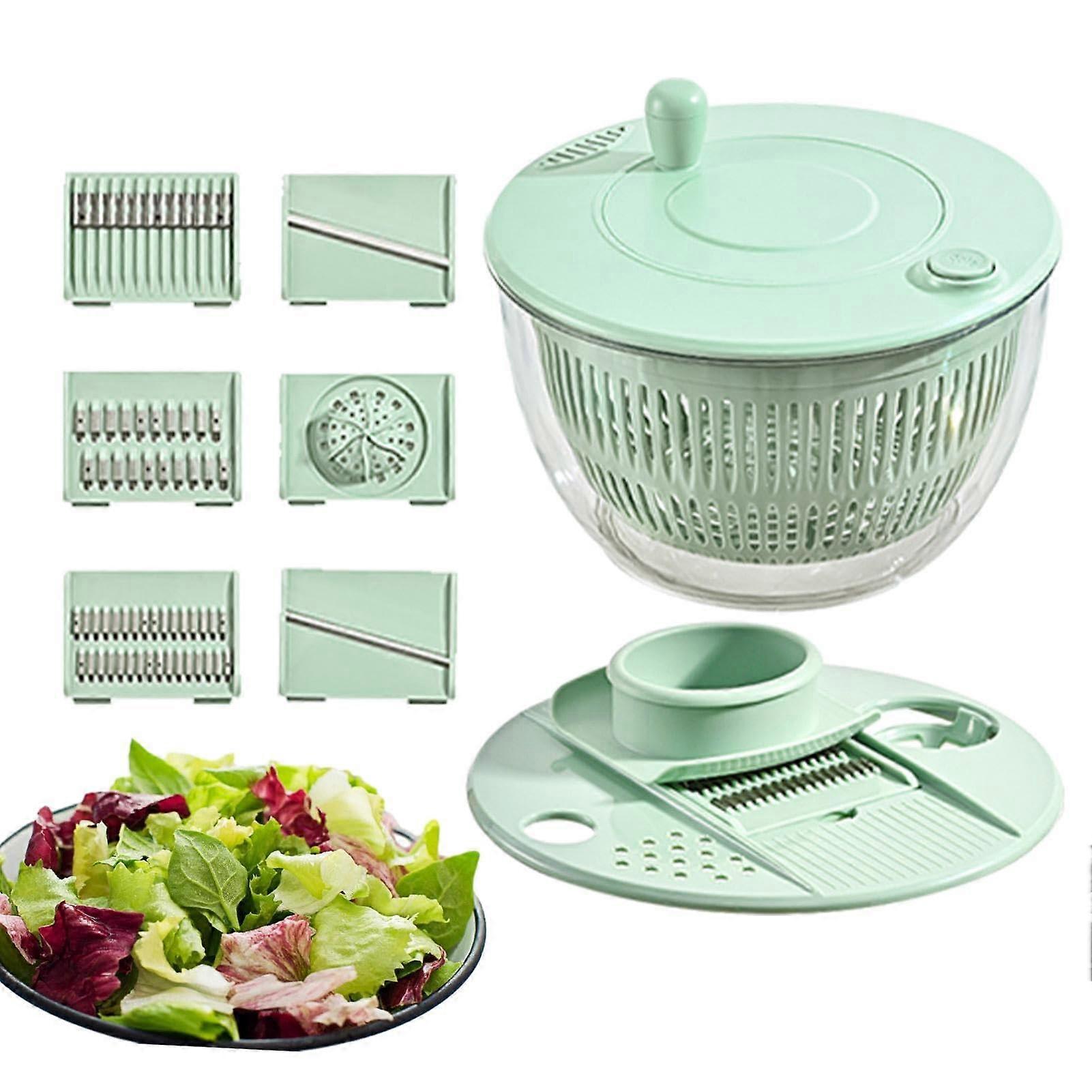 Salad Spinner and Vegetable Chopper with Transparent Bowl, Fast Drying MultiFunction Design