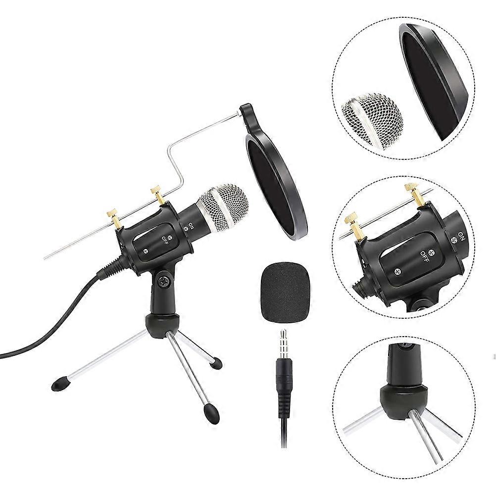 Podcast Microphone Stand Set for Live Broadcasting 2Sets Black