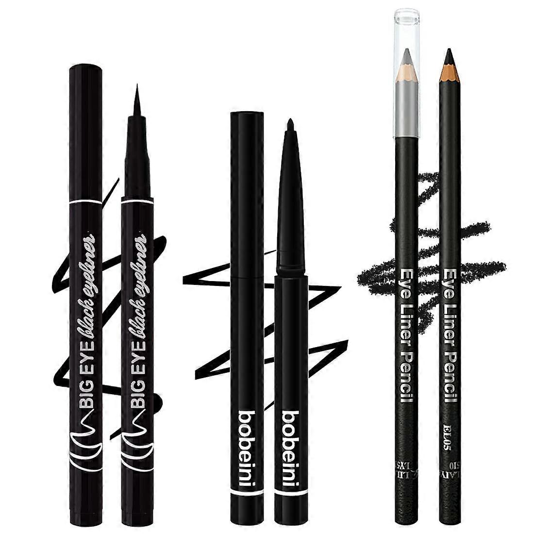 Waterproof Liquid Eyeliner Black 3 Pack Precision Tip Long Lasting Smudge Proof