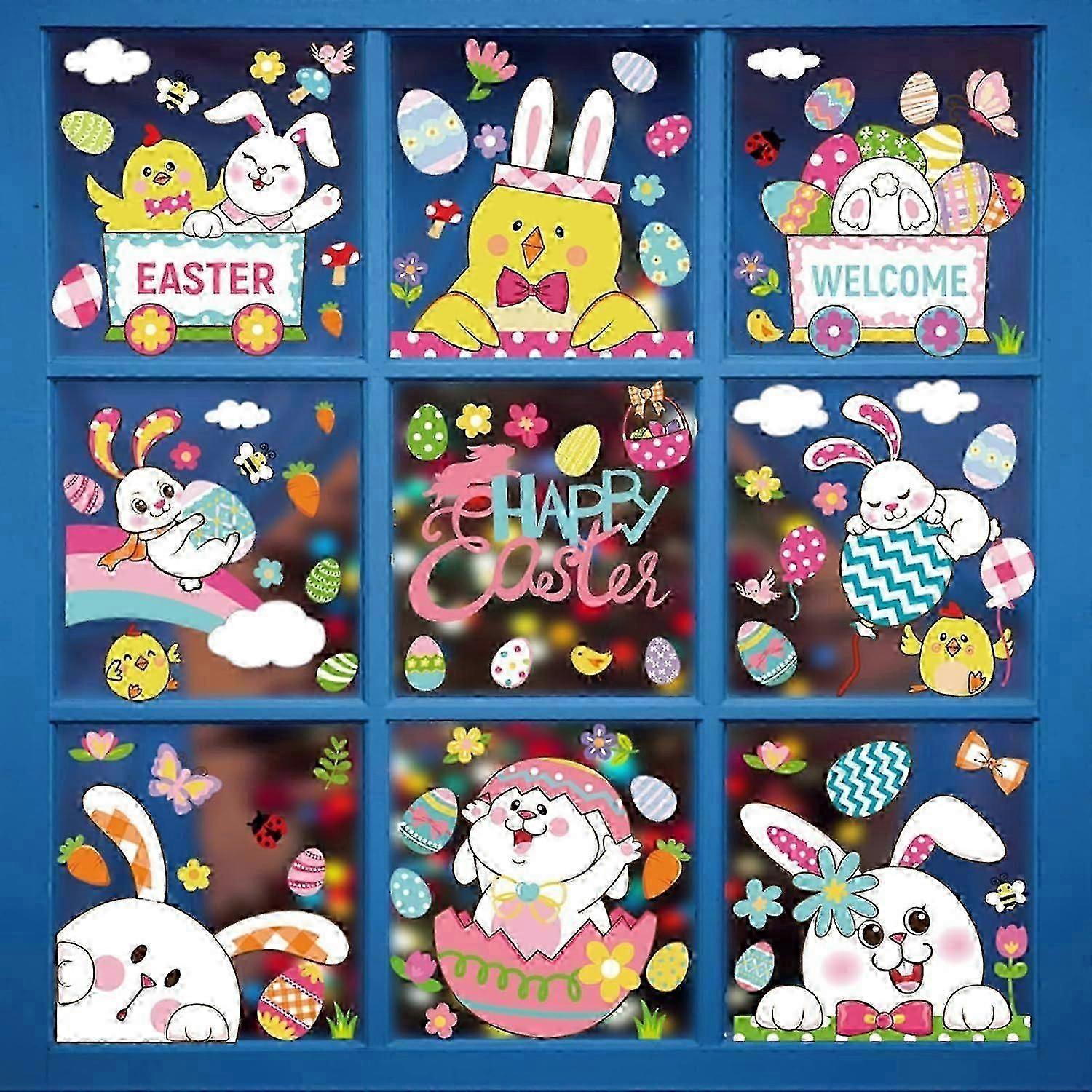 9 Sheets Easter Window Stickers,126pcs Easter Stickers Easter Decorations,easter Bunny Easter Eggs(easter-a)