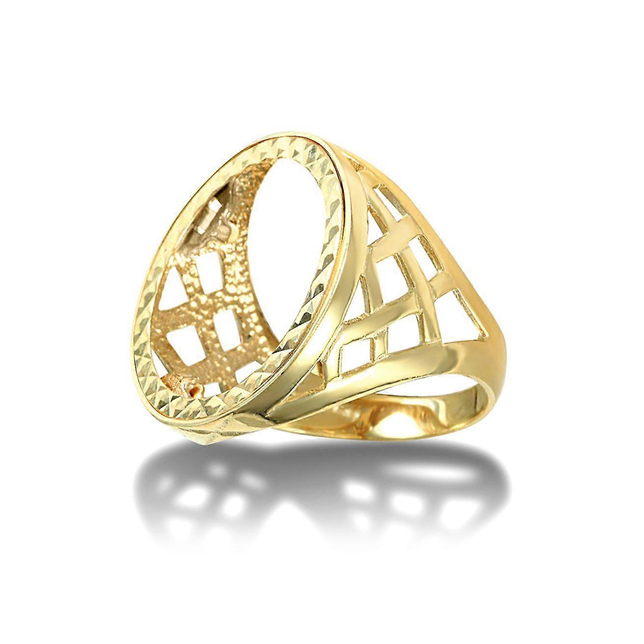 Jewelco London 男士实心 9 克拉黄金厚篮子全主权安装戒指