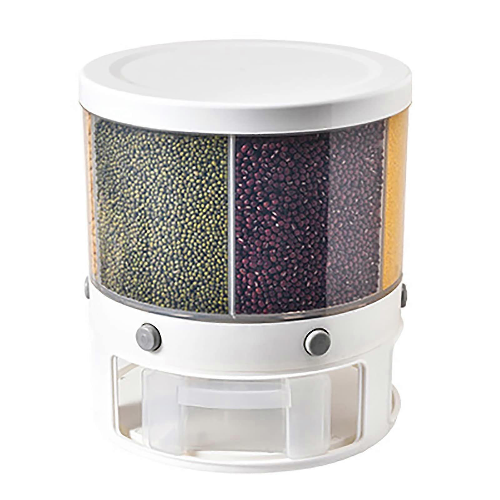 6 Compartment Rotating Cereal Dispenser Large Capacity Dry Food Storage Container with Cup
