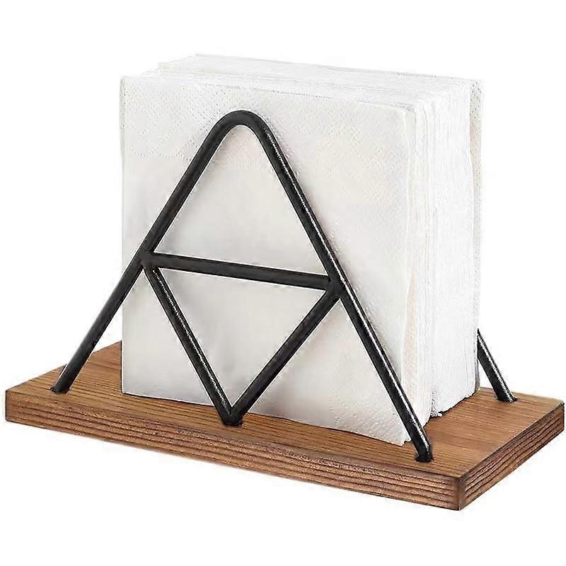 Napkin Holder 2 Pack Rustproof Metal and Wooden for Kitchen Dining Table Elegant SpaceSaving Design