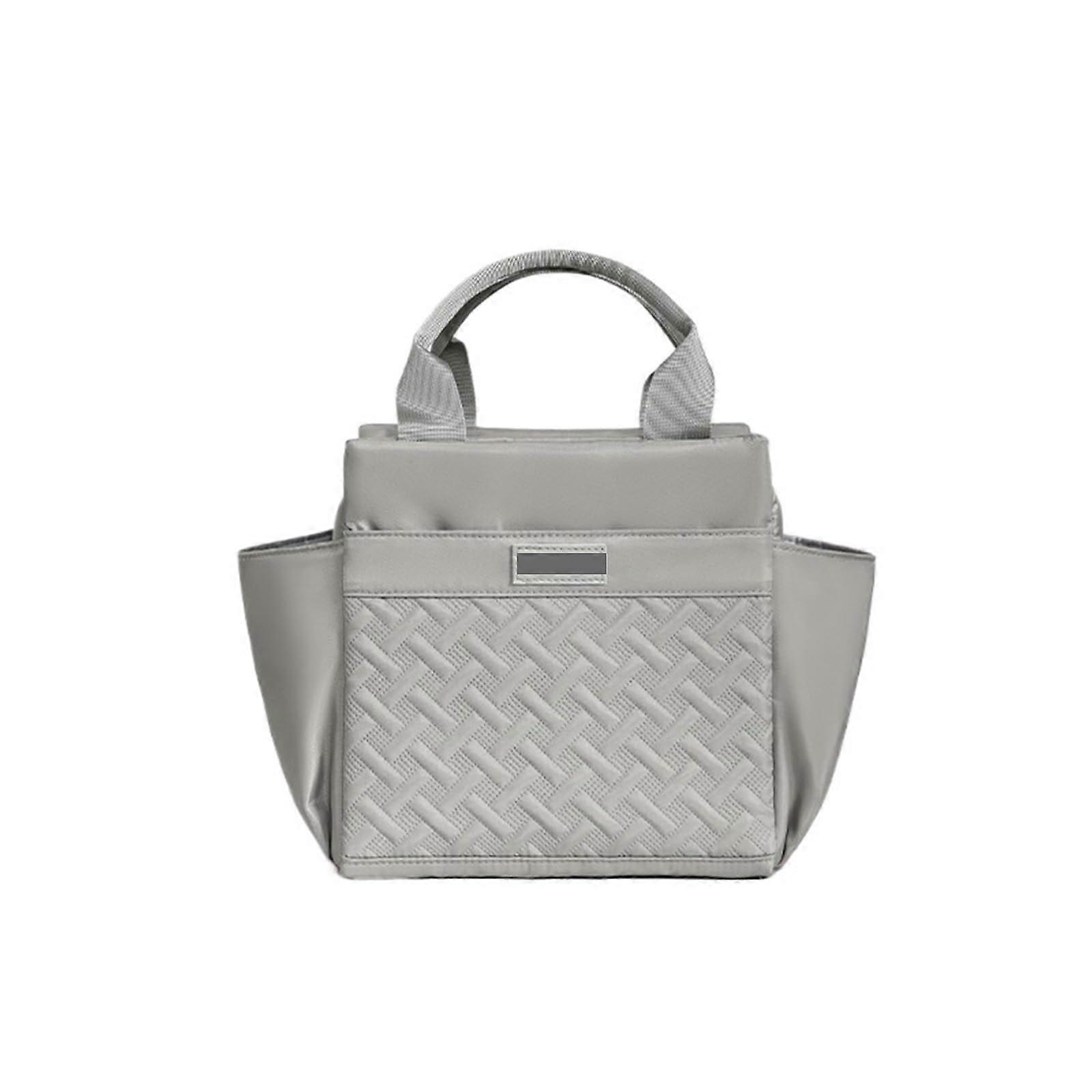 Insulated Lunch Bag Large Double Layer Leakproof Thermal Lunch Box for Work with Two Compartments Grey