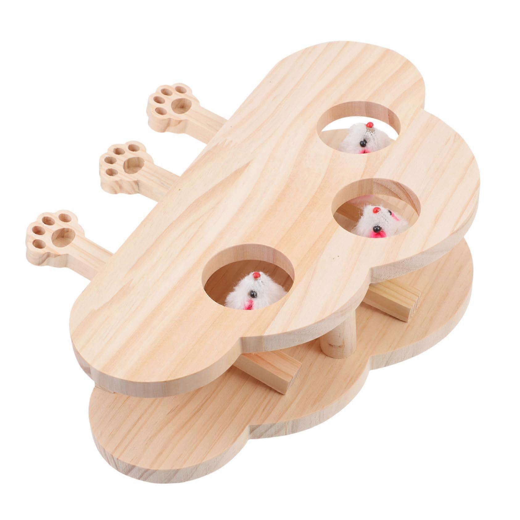Interactive Cat Whack Toy with Catnip, Solid Wood Teaser for Indoor Cat Exercise and Enrichment