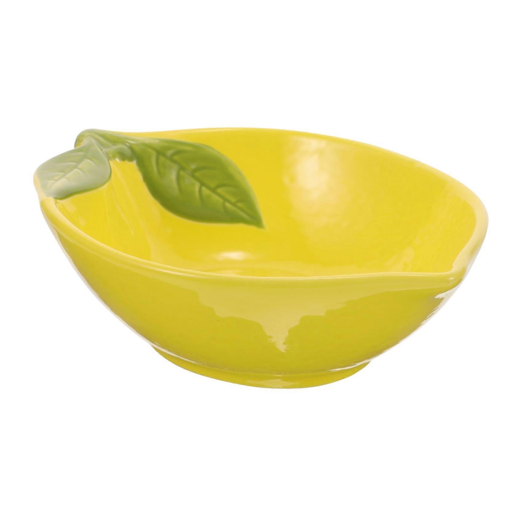 Ceramic Lemon Shaped Fruit Salad Bowl Durable Easy Clean Dish for Kitchen Dining and Restaurant