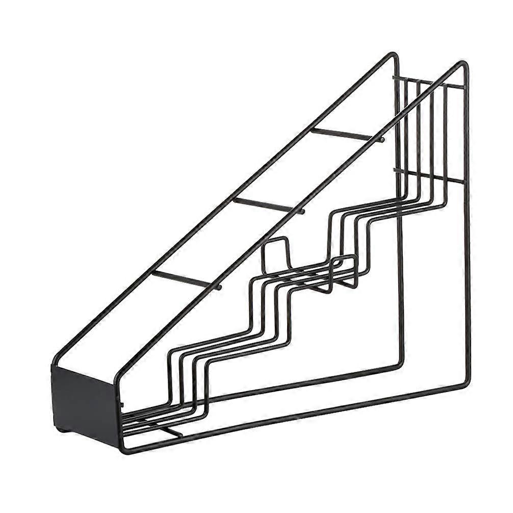 Coffee Syrup Bottle Holder Stainless Steel 4 Compartment Stepped Rack for Easy Label Viewing