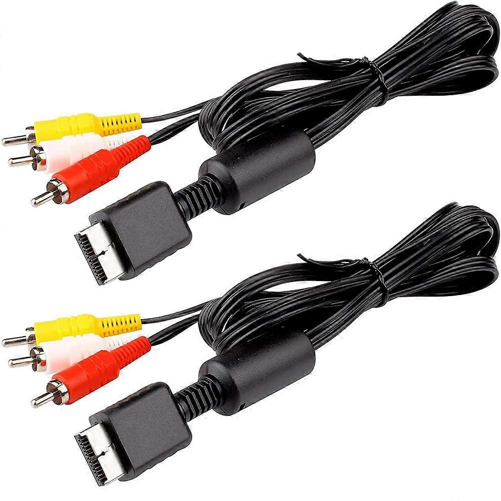 2Pack AV to RCA Composite Cable 6ft for PS1 PS2 PS3 with Clear Stereo Audio Output