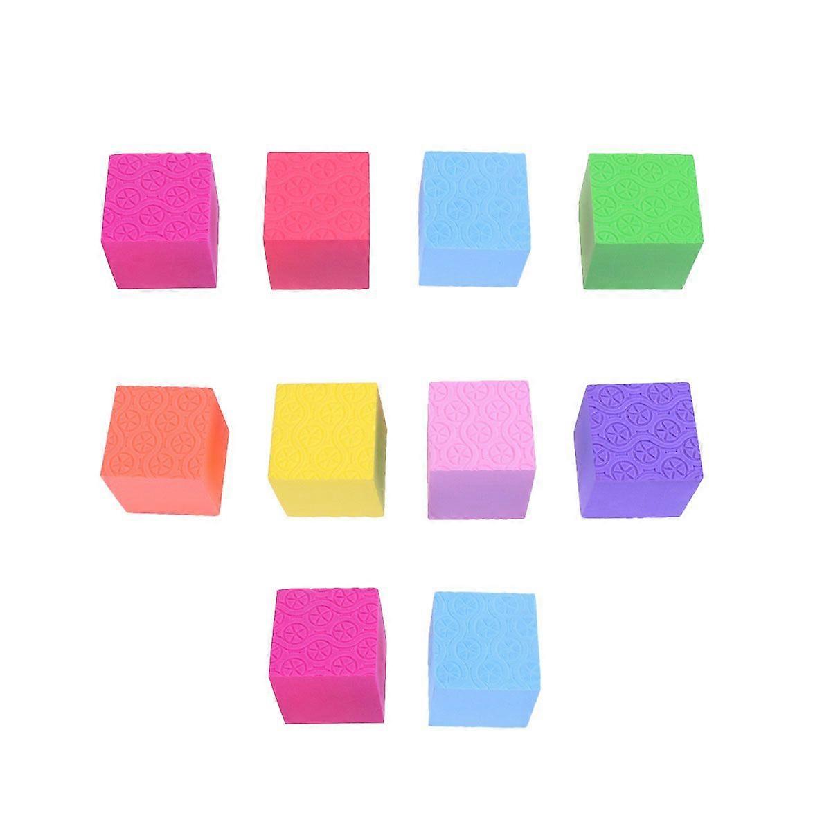 10PCS Colorful Cube Block DIY Design Model Block Sponge Block Cube Cube Training Aid Solid Geometry Studing Tools for Kids Teacher Use Size 7CM Random