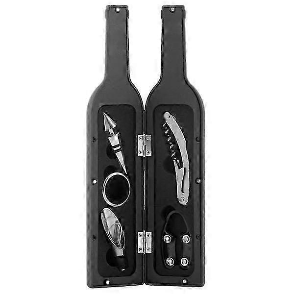 Gift box, 5x Wine accessories - Wine bottle Black