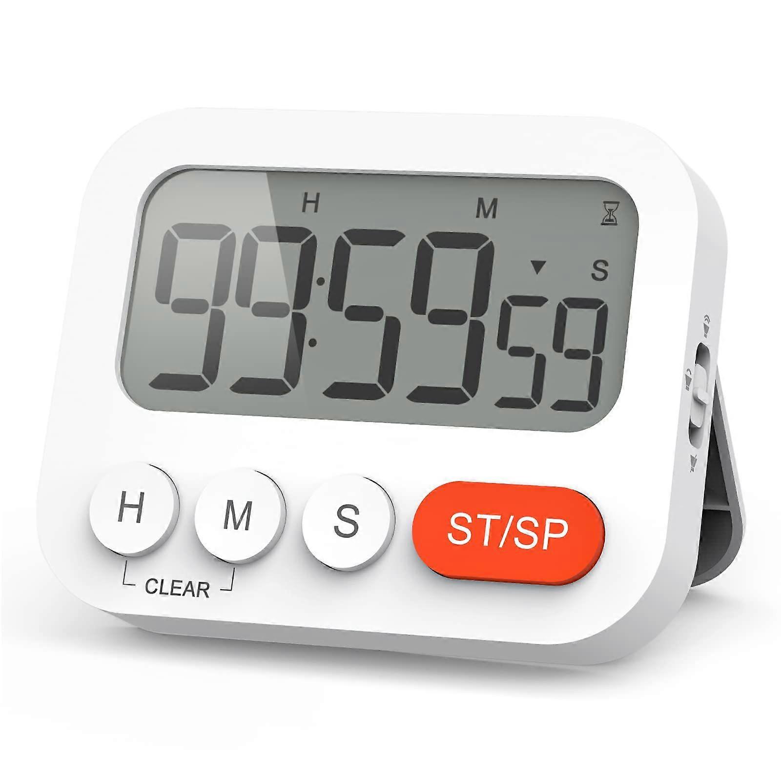 Kitchen Timer, Digital Stopwatch and Countdown for Office, Home, School Exam (White)