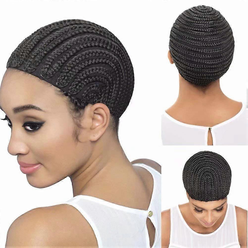 Braided Wig Cap Cornrow Crochet with Combs, Elastic Breathable Cap for Easy Wig Making, Black