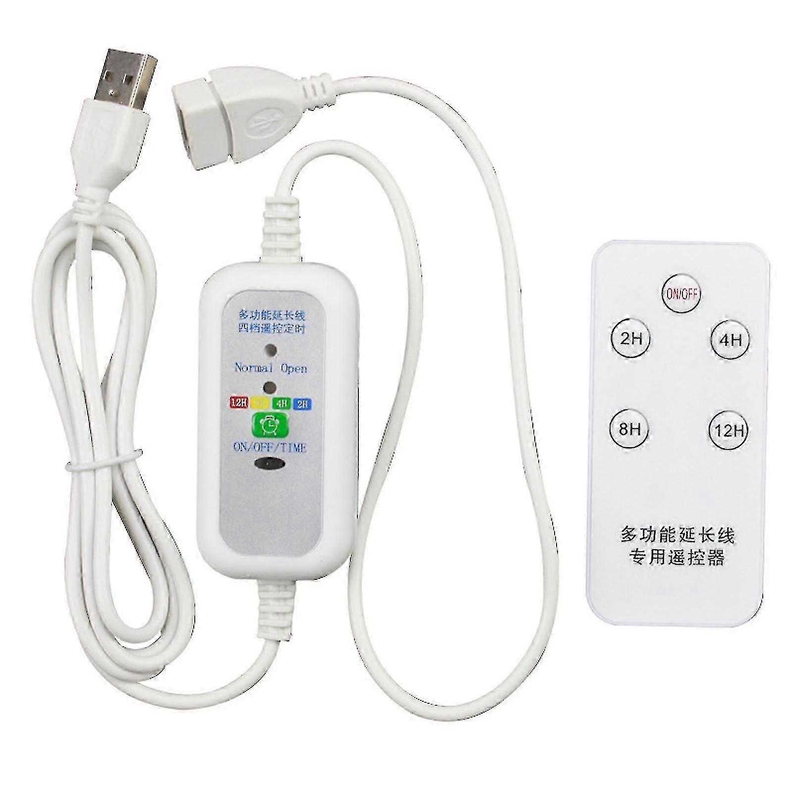 1.5m 5V USB Extension Cable with Timer Switch & Remote On/Off Control, 2-12H Programmable Power Cord