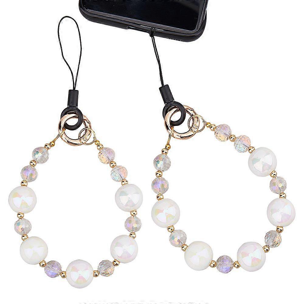 Glass Acrylic Mobile Straps White 19cm 2pcs/set