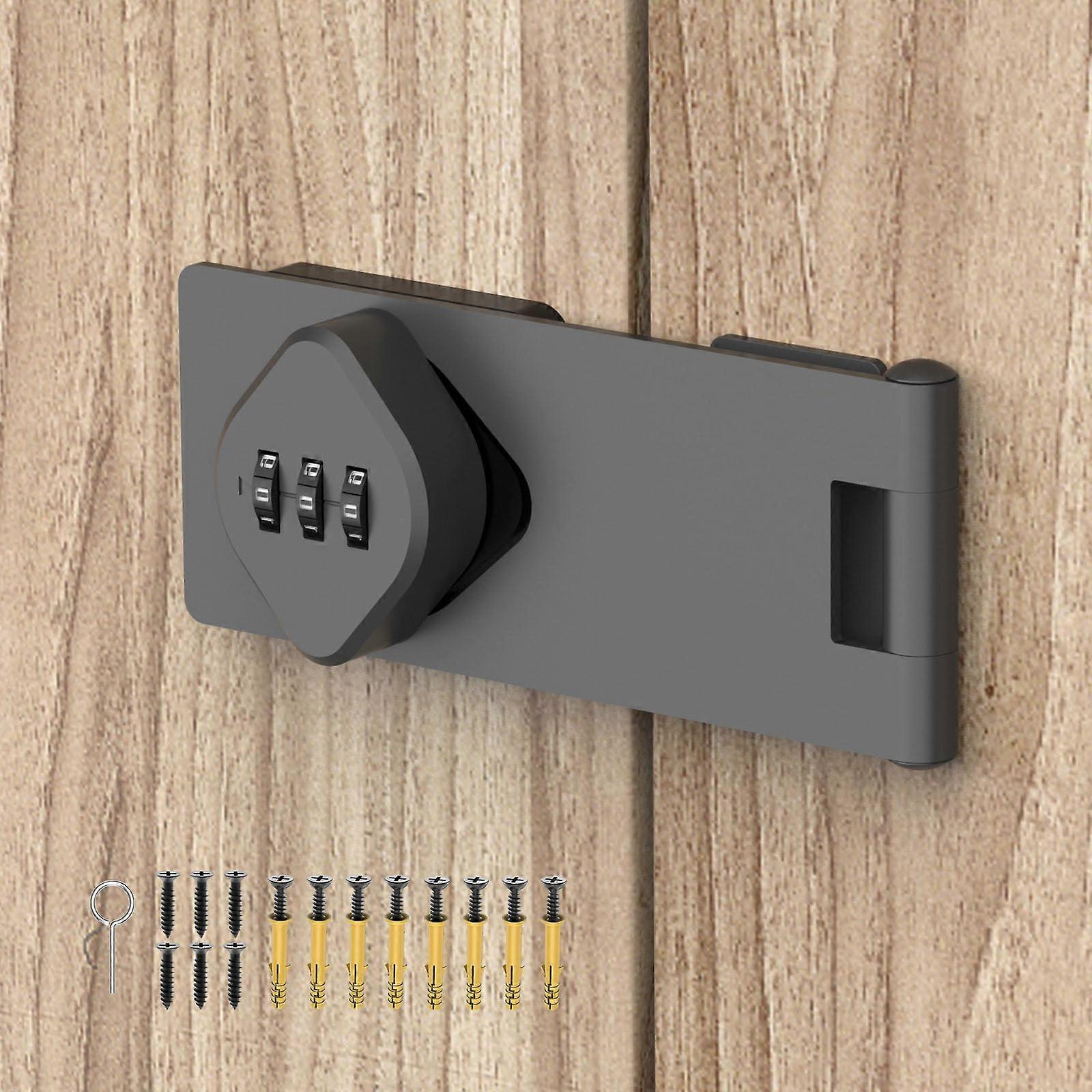 Combination Lock Cabinet Set, Keyless 3Digit Code, Gray Zinc Alloy for Sliding Doors and Cabinets