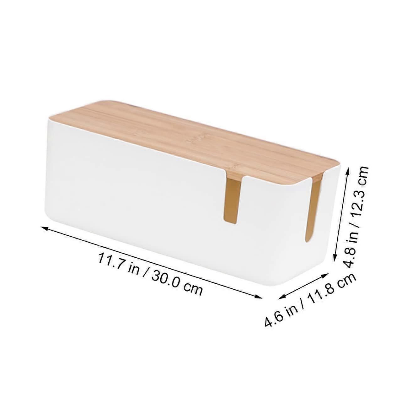 Cable Management Box with Multiple Cord Entry Points and Ventilated Lid for Desk and Home
