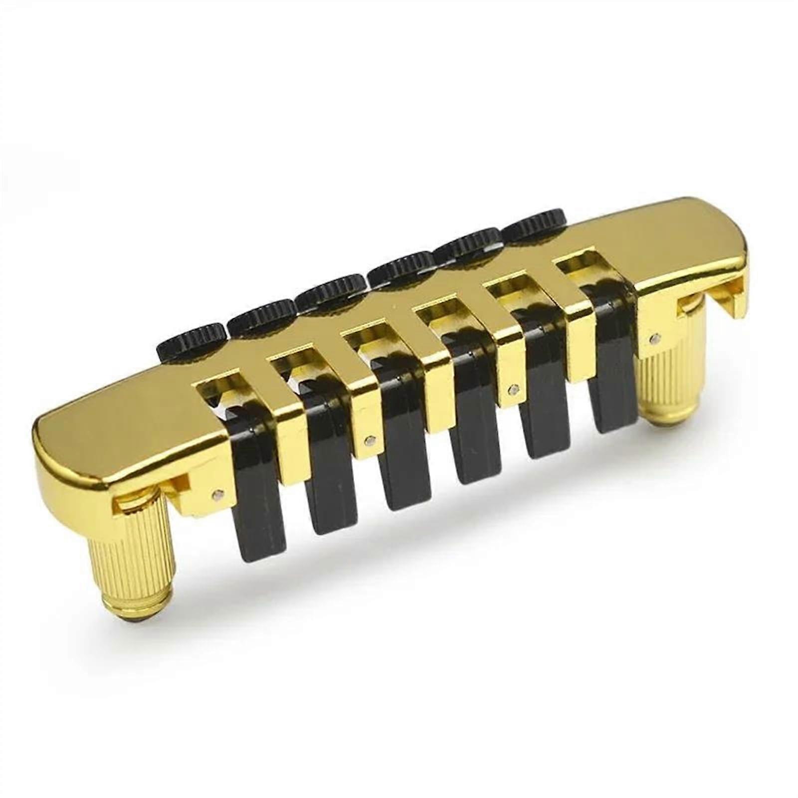 Gold Rolling Saddle Electric Guitar Bridge for LP 6 String with Hidden Studs and Stable Alignment