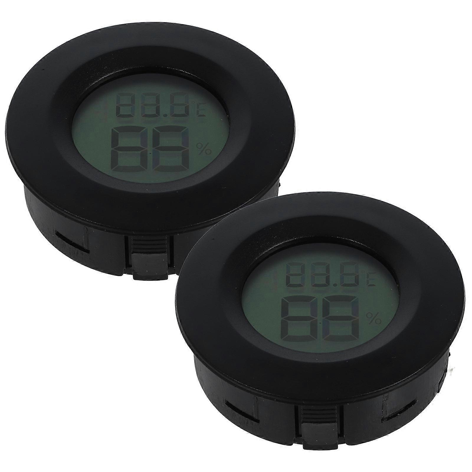 Digital Humidity Meter for Home Use 2Pcs Round Shape Black