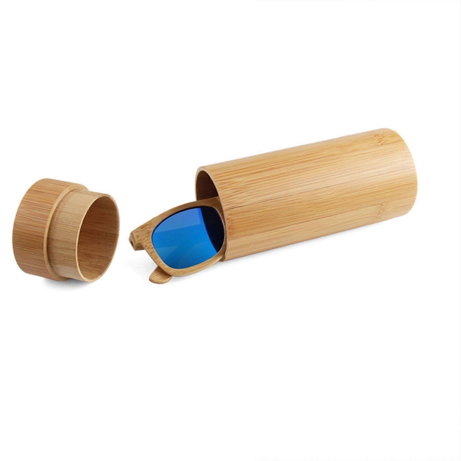 Cylinder Bamboo Eyeglasses Container for Sunglasses Use Durable Box