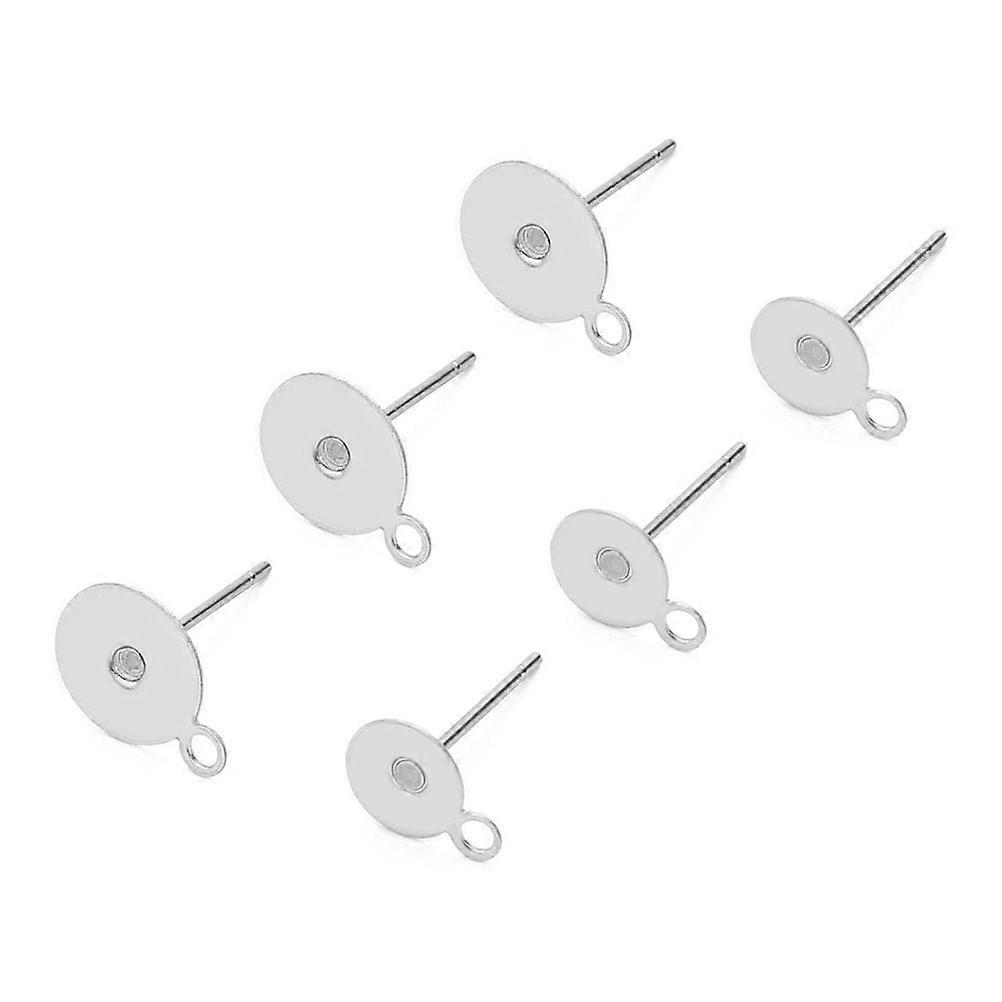 DIY Stainless Steel Earrings Posts with 100Pcs Silver Flat Round Pad