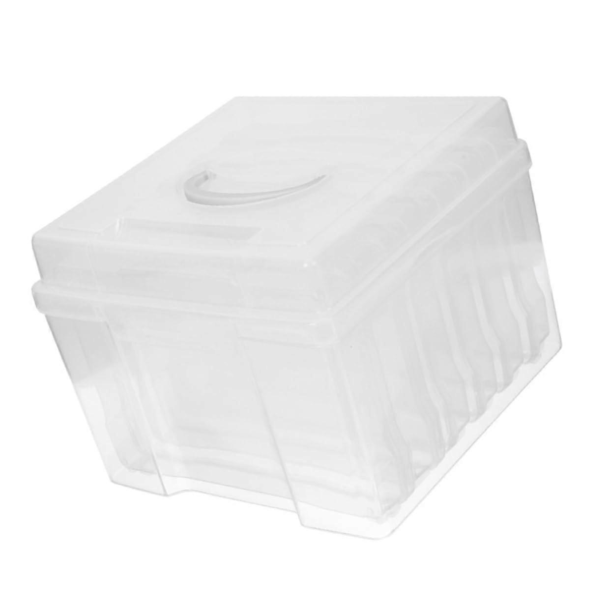 Photo Storage Box with Transparent Handle Grip, Compact MultiFunctional Craft Organizer Container