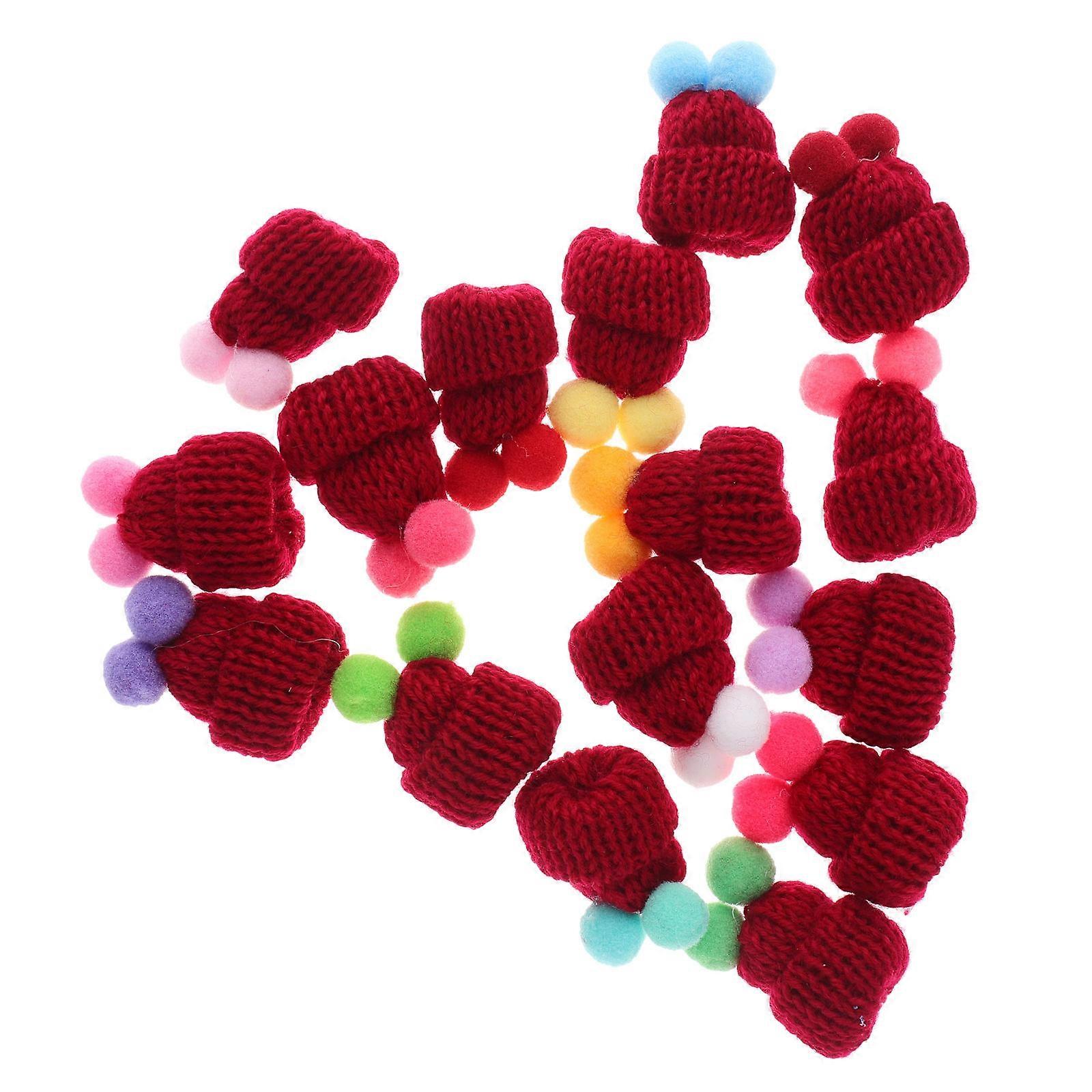 Mini Knitting Hats for Craft Accessories Including 50Pcs Red Tiny Wool Hats