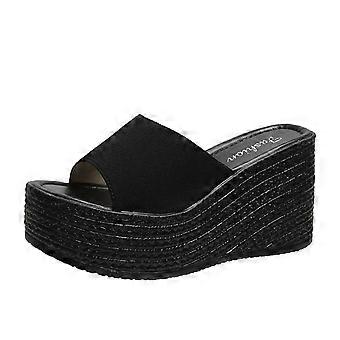 Slippers voor dames met Matsu-hak, dikke zool, schuine hak, ademende instapsandalen voor op het strand 9(42)
