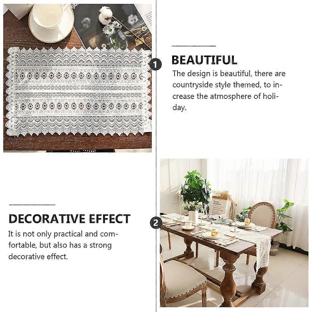 Table Mat for Party Use 2Pcs White Countryside Style Table Accessory